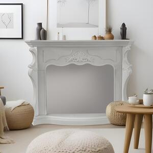 Cornice per camino rivestimento in legno L123xP39xH100 Parigi Bianco
