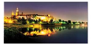 Quadro contemporaneo Cracovia: vista notturna sul castello di Wawel