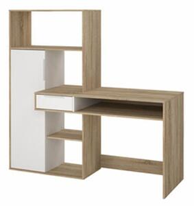 Scrivania Con Libreria 163x60x155h Function Plus Bianco E Quercia