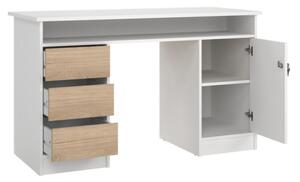 Scrivania 1 Anta 3 Cassetti 126x55x75h Function Plus Bianco e Rovere