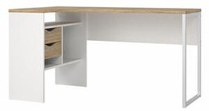 Scrivania Angolare Con Cassetti 145x81x77h Function Plus Bianco E Quercia
