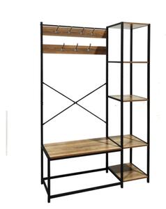 Mobile Appendiabiti Ingresso Stile Industrial Metal Quercia 110x40x180 Cm