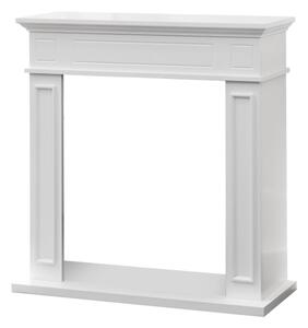 Cornice per camino rivestimento in legno L89,5xH90,5xP28 Jefferson Bianco