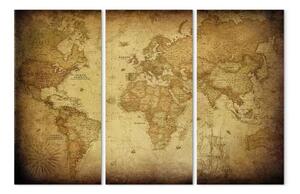 Quadro moderno Vecchia mappa: trittico