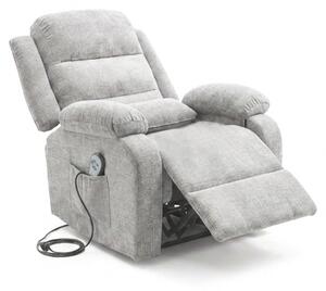 Poltrona Recliner Elettrica 92x95x100h 3 Posizioni Margot Velluto Grigio Chiaro