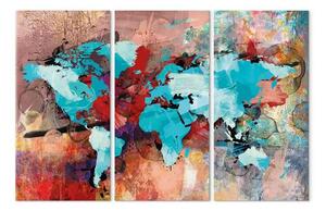 Quadro su tela Continenti turchesi - trittico
