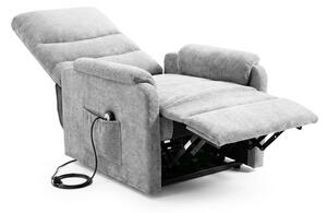 Poltrona Recliner Elettrica 75x88x98h 3 Posizioni Riscaldante Clara Velluto Grigio Chiaro