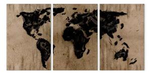 Quadro su tela Mappa del mondo nero inchiostro