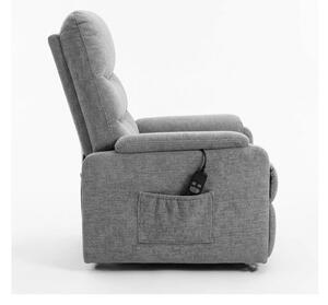 Poltrona Recliner Elettrica 75x88x98h 3 Posizioni Riscaldante Clara Velluto Grigio Chiaro