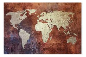 Quadro su tela Mappa del mondo rugginosa