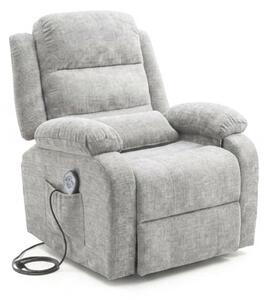Poltrona Recliner Elettrica 92x95x100h 3 Posizioni Margot Velluto Grigio Chiaro