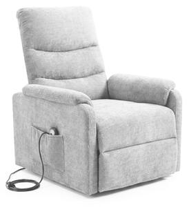 Poltrona Recliner Elettrica 75x88x98h 3 Posizioni Riscaldante Clara Velluto Grigio Chiaro