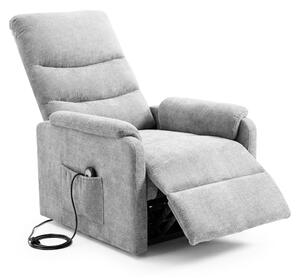 Poltrona Recliner Elettrica 75x88x98h 3 Posizioni Riscaldante Clara Velluto Grigio Chiaro