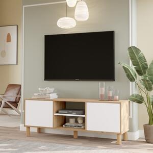 Mobile TV 160x40x60h Con Piedini 2 Ante E Vano Decoder Alessa Rovere E Bianco