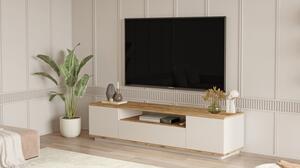 Mobile TV Da Terra 180x45x45 Beige E Rovere Effetto Legno Frame