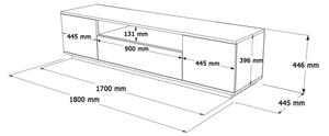 Mobile TV Da Terra 180x45x45 Beige E Rovere Effetto Legno Frame