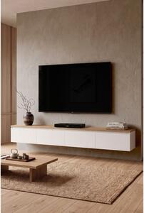 Mobile TV Sospeso 200 Cm A 4 Ante Nicole Effetto Legno Rovere E Bianco