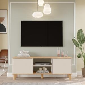 Mobile TV 160x40x60h Con Piedini 2 Ante E Vano Decoder Alessa Rovere E Beige