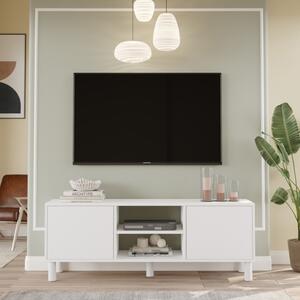 Mobile TV 160x40x60h Con Piedini 2 Ante E Vano Decoder Alessa Bianco Opaco