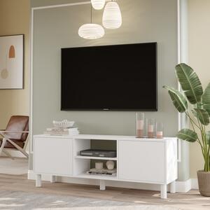 Mobile TV 160x40x60h Con Piedini 2 Ante E Vano Decoder Alessa Bianco Opaco