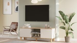 Mobile TV 160x40x60h Con Piedini 2 Ante E Vano Decoder Alessa Rovere E Beige