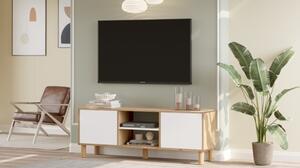 Mobile TV 160x40x60h Con Piedini 2 Ante E Vano Decoder Alessa Rovere E Bianco