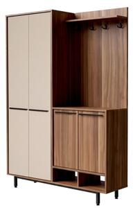 Mobile Ingresso Multiripiano Con Scarpiera E Appendiabiti Whisper Noce E Beige