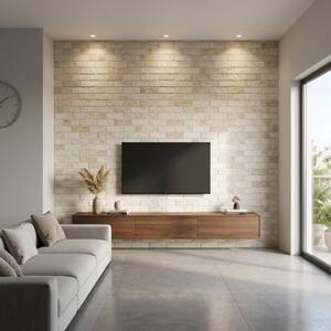 Rivestimento Effetto Muretto Mattoncini 16x40 In Gres Porcellanato Bristol Crema