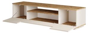 Mobile TV Da Terra 180x45x45 Beige E Rovere Effetto Legno Frame