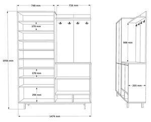 Mobile Ingresso Multiripiano Con Scarpiera E Appendiabiti Whisper Noce E Beige