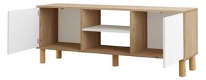 Mobile TV 160x40x60h Con Piedini 2 Ante E Vano Decoder Alessa Rovere E Bianco