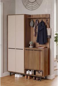 Mobile Ingresso Multiripiano Con Scarpiera E Appendiabiti Whisper Noce E Beige