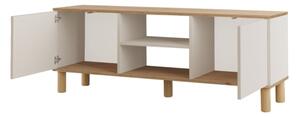 Mobile TV 160x40x60h Con Piedini 2 Ante E Vano Decoder Alessa Rovere E Beige