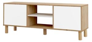 Mobile TV 160x40x60h Con Piedini 2 Ante E Vano Decoder Alessa Rovere E Bianco
