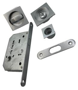 VI.TEL Kit maniglie quadro con serratura porte scorr crom sat