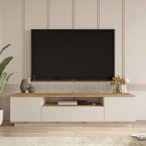 Mobile TV Da Terra 180x45x45 Beige E Rovere Effetto Legno Frame