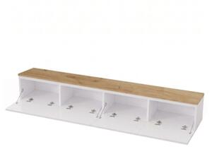 Mobile TV Sospeso 200 Cm A 4 Ante Nicole Effetto Legno Rovere E Bianco