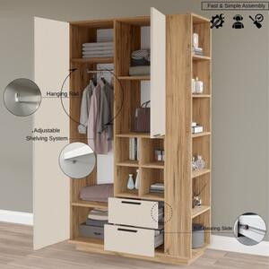 Armadio Da Ingresso Multifunzione Con Ripiani E Barra Appendiabiti Fortis Rovere E Beige