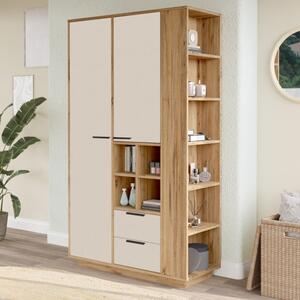 Armadio Da Ingresso Multifunzione Con Ripiani E Barra Appendiabiti Fortis Rovere E Beige