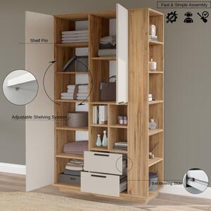 Armadio Da Ingresso Multifunzione Con Ripiani E Barra Appendiabiti Fortis Rovere E Beige