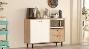 Mobile Cucina Con Vano Microonde 2 Ante 2 Cassetti Claudia Rovere E Bianco