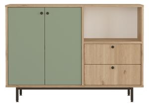 Mobile Cucina Con Vano Microonde 2 Ante 2 Cassetti Claudia Rovere E Verde Salvia