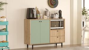 Mobile Cucina Con Vano Microonde 2 Ante 2 Cassetti Claudia Rovere E Verde Salvia
