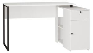 Scrivania Angolare 130x90x75h Con Anta Vani e Cassetto Nora Bianco