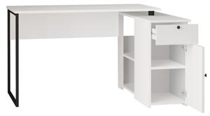 Scrivania Angolare 130x90x75h Con Anta Vani e Cassetto Nora Bianco