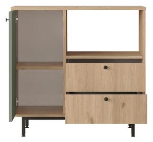 Mobile Cucina Con Vano Microonde 1 Anta 2 Cassetti Claudia Rovere E Verde Salvia