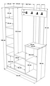 Mobile Ingresso Con Scarpiera Appendiabiti E Armadietto 113x35x180 Noce E Beige Roger