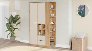 Armadio Da Ingresso Multifunzione Con Ripiani E Barra Appendiabiti Fortis Rovere E Beige