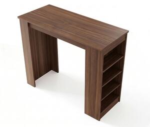 Tavolo Da Cucina Alto Con Ripiani Laterali 120x52x102H Clark Noce Scuro
