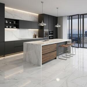 Piastrelle 60x120 Effetto Onice In Gres Porcellanato Gin White Lucide